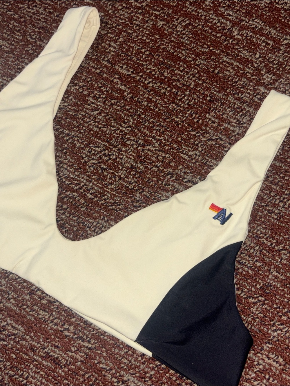 Aviator Nation swim top white/black sporty nautical v neck pullover top small